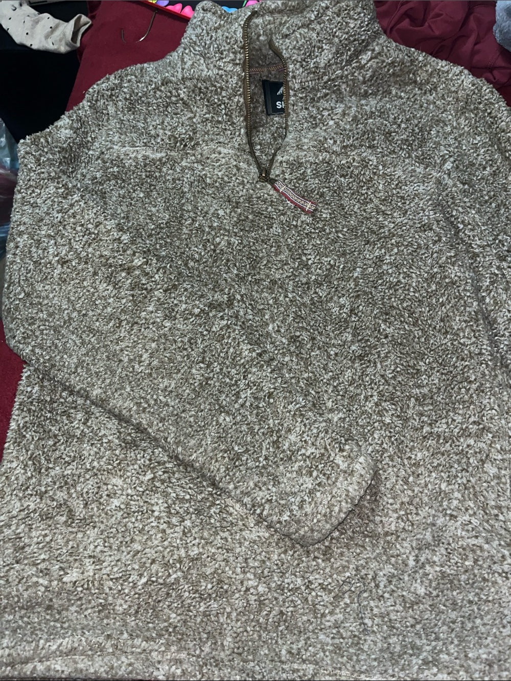 Cozy Quarter-Zip Sherpa Sweater - Brown